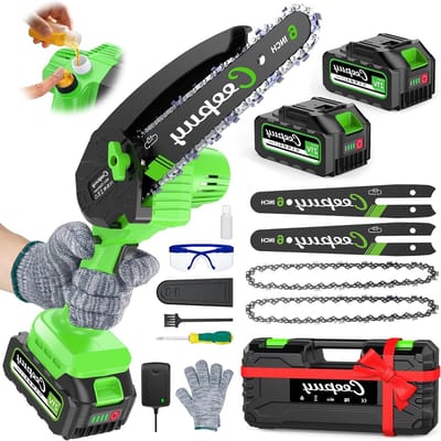 Mini Kettingzaag - Elektrische Snoeier - Hout Bewerken - Batterij Aangedreven - 6 Inch - Oranje