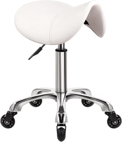DailySupplies® Zadelkruk op Wielen - Kapperskruk Ergonomisch - Tabouret - Wit