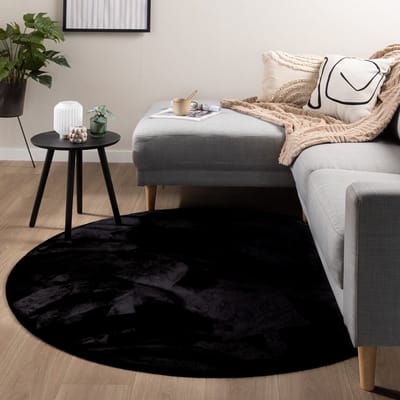 NATURL. Rond laagpolig vloerkleed - Cozy Zwart - Ø 120cm