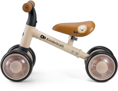 Kinderkraft CUTIE FLASH - mini loopfiets - met RGB-verlichte EVA wielen - verstelbaar zadel - vierwielig ontwerp - Beige