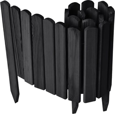 Garronda Rollborder - Flexibele houten - Gazonafscheiding - Palissade padenafscheiding - kan worden ingekort - Grafiet - Hoogte: 30 cm, hekje 100 cm - GD-BRU-Rollborder100