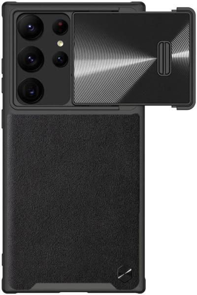 Nillkin Leather CamShield S Hoesje met Camera Slider Zwart Geschikt voor Samsung Galaxy S23 Ultra