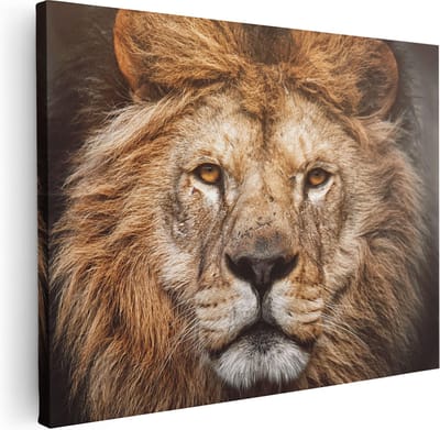Artaza Canvas Schilderij Leeuwenkop - 40x30 cm - Klein - Muurdecoratie Dieren - Wanddecoratie Afrika - Kamer Accessoires