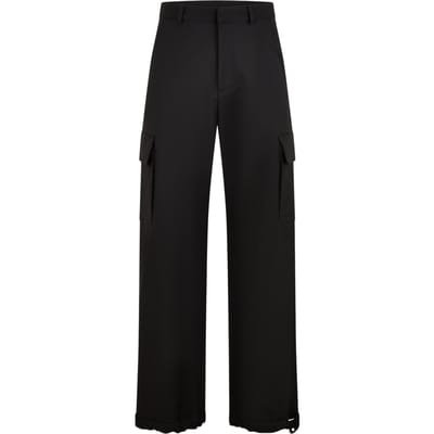 Off White Unisex cargobroek met wijde pijpen voor volwassenen (Zwart)