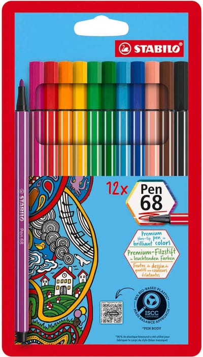 STABILO Pen 68 - Premium Viltstift - Etui Met 12 Kleuren