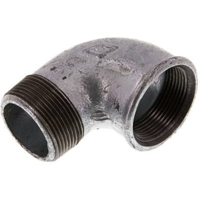 Rp 1 1/2'' x R 1 1/2'' F/M Verzinkt Gietijzeren L-Fitting 90graden 25 Bar
