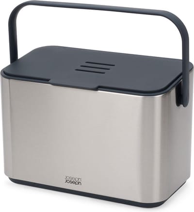Joseph Joseph - Collect Keukenafval Compostemmer met Binnenbak 4 liter - Roestvast Staal - Grijs