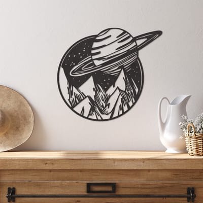 Wanddecoratie Bergen Planeet - Muurdecoratie Landschap - Muurdecoratie Hout - Wanddecoratie Hout - Muurdecoratie Woonkamer - Wanddecoratie Woonkamer - Wanddecoratie Industrieel - Wanddecoratie Dieren - Home Decor - Wall Line Art - 32.5 x 29 cm