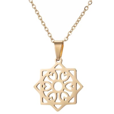Fako Bijoux® - Ketting Met Hanger - Stainless Steel - RVS - Staal - Double Square - Goudkleurig