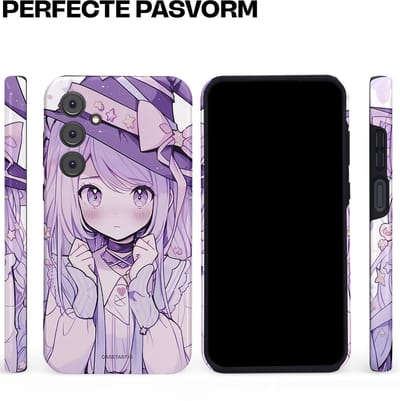 Casetastic hoesje geschikt voor Samsung Galaxy A35 - Dubbellaagse bescherming - Strik en Staren - Fashion Case - Lila Lichtgrijs Wit Lichtroze