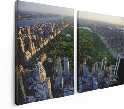 Artaza Canvas Schilderij Tweeluik Central Park In New York Met Wolkenkrabbers - 120x80 - Foto Op Canvas - Canvas Print