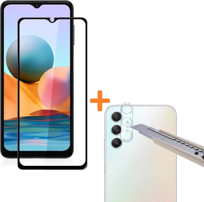 Volledige Dekking Scherm Tempered Glass Screen Protector + Camera lens Beschermer Transparant Geschikt voor: Samsung Galaxy A34