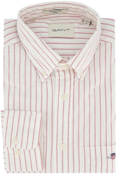Gant overhemd wit Regular Fit roze gestreept