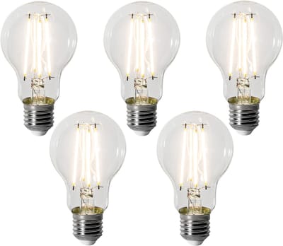 LUEDD Set van 5 E27 dimbare LED lampen A60 8W 900 lm 3000K