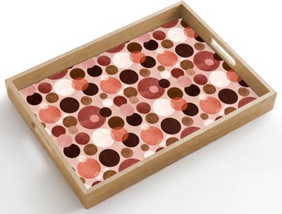 Dienblad hout 50x35 cm - Schootdienblad - Cirkels - Modern - Kleurrijk - Borrelplank rechthoek - Plateau dienbladen