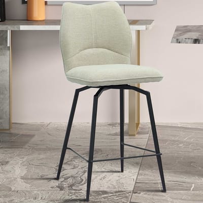 Barstoel Lara | 48 X 56 X 103 Cm | Écru-design - Rousseau - Barstoel - Beige - Stof - Set Van 2