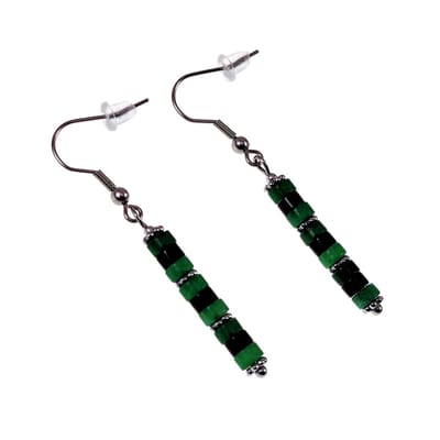 Oorhangers Dames - Natuurstenen Groen - Zwart - RVS - Lange Oorbellen