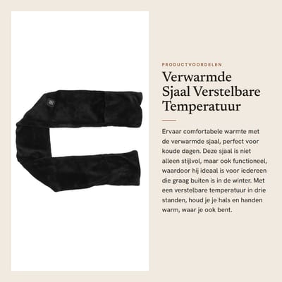 Dailygoods - Verwarmde Sjaal - Verstelbare Temperatuur - Lange Warmte - Zwart - Fleece Sjaal - Handwarmers - Geschikt voor Koude Dagen