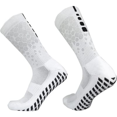 Chaussettes de Football Professionnelles pour Hommes et Femmes Graphiques Nid d'Abeille Respirantes Actives Flèche Grip Silicone Antidérapant Chaussettes de Football blanc