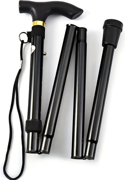 Bovista Opvouwbare Wandelstok - Inklapbare Wandelstok - Wandelstok Opvouwbaar - Wandelstokken Verstelbaar - Loopstok - Mannen - Vrouwen - Rubber Handvat - Zwart