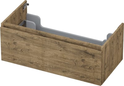 INK wastafelonderkast 1 lade greeploos met houten keerlijst 90x45x35cm, naturel eiken