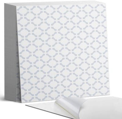 Coloray Plaktegels - Geometrisch patroon met ovalen Zelfklevende Tegels - 20 cm x 20 cm - Wit Plaktegels - 20 stuks - Vierkant PVC Tegels - Plaktegels Badkamer - Plaktegels Vloer - Vinyl Tegels Zelfklevend - Wandtegel Zelfklevend
