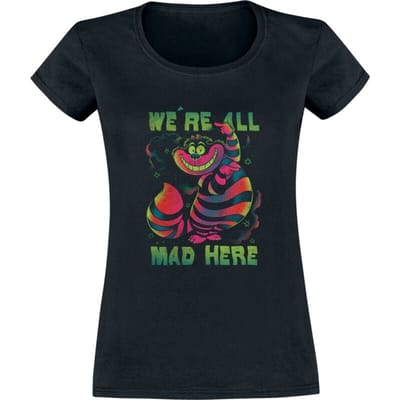 Alice in Wonderland - Disney T-shirt - Chesire Rainbow - S tot XXL - voor Vrouwen - zwart