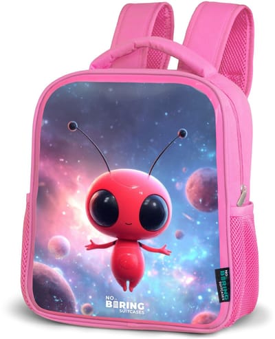 NoBoringSuitcases.com® - Rugzak roze - Schooltas meisjes - Rood Ruimtewezen in Kosmische Dans - Kinder rugtas meisje - Boekentas kind - Kinderrugzak voor school - Schoolrugzak