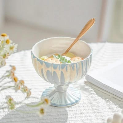 Nordse Stijl IJs Keramische Beker Zomer Koude Dranken Creatief Verloop Glans Kelk Fruit Yoghurt Schaal Snack Dessert Kom Mok