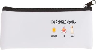 Akyol - i'm a simple woman sunshine, tea, dog Etui - Quotes - vrouwen die simpel zijn - quotes - verjaardagscadeau - verjaardag - cadeau - kado - geschenk - gift - 20 bij 9 cm