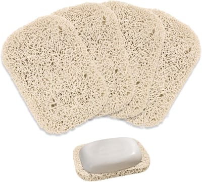 Niet-slipzeepmatjes, 4 Stuks Zelfafvoerende Spiral Plastic Zeeppads voor Douche en Keuken Accessoires in Beige