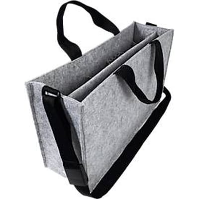 Laptoptas Sigel Desk Sharing Bag Classic L, voor laptops tot 17,3″, 2 grote en 5 kleine vakken, handgrepen, schouderriem, synthetisch vilt lichtgrijs