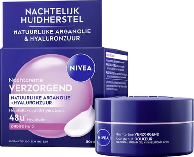NIVEA Essentials Verzorgende Nachtcrème voor Vrouwen - Gevoelige en Droge Huid - Met Sheaboter en Natuurlijke Amandelolie - 50 ml