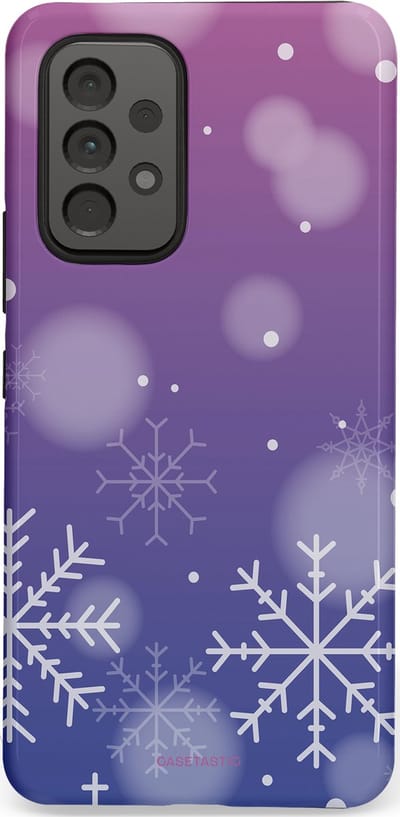 Casetastic hoesje geschikt voor Samsung Galaxy A53 (2022) 5G - Dubbellaagse bescherming - Winter Sneeuw Paarse Roze Gloed - Fashion Case - Lavendel