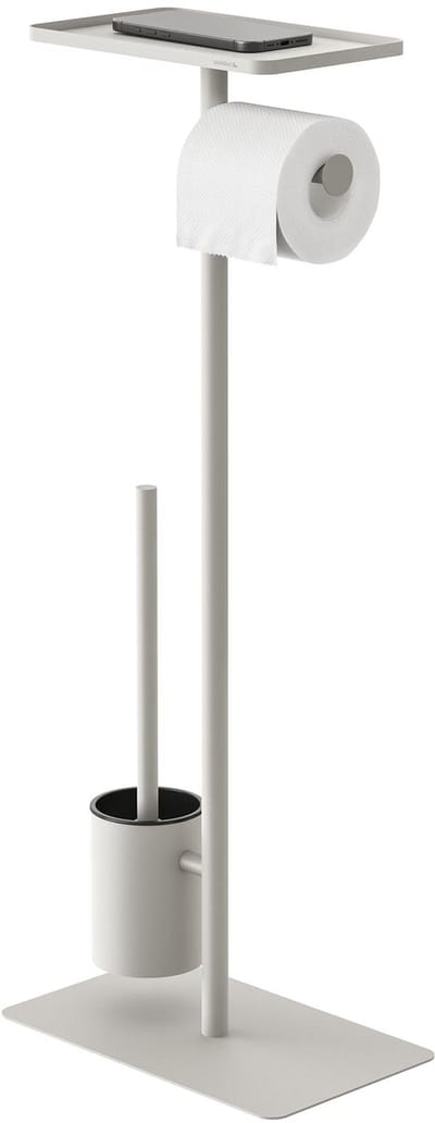 Sealskin Brix Toiletbutler met planchet 2-in-1 Toiletrolhouder - Wc rolhouder - Toiletborstel - Beige - Taupe – Greige