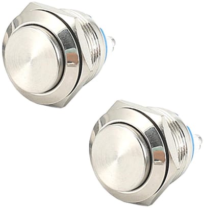 Drukknopschakelaar Set - Zelfborgend - Elektrische Apparaten - Waterdicht IP65 - 16 mm - Zilver