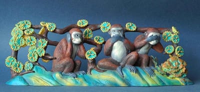 Horen, Zien en Zwijgen – Drie Wijze Aapjes (25 x 10 cm)