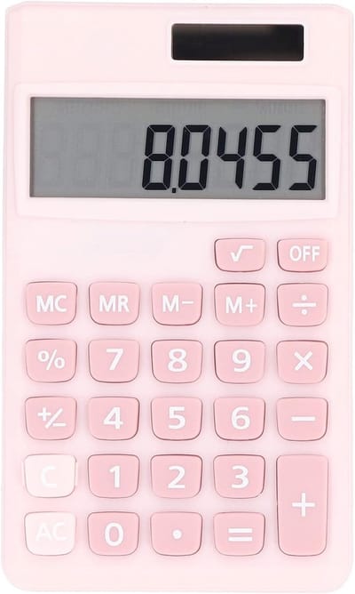 Mini Rekenmachine - Zakrekenmachine - Snelle Berekeningen - Dubbele Kracht - 13 x 8 cm - Roze