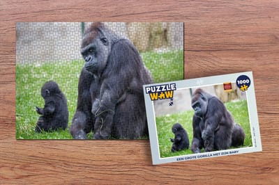 Puzzel Een grote Gorilla met zijn baby - Legpuzzel - Puzzel 1000 stukjes volwassenen
