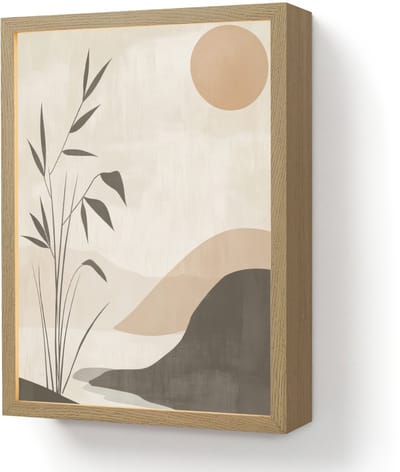 Wandlamp 30x40 cm - Oplaadbaar - Japandi - Landschap - Beige - Wandlampen binnen woonkamer - Slaapkamer lamp - Decoratieve nachtlamp - Vloerlamp draadloos