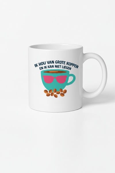 Ik Hou Van Grote Koppen Koffiemok - Unieke Design Mok