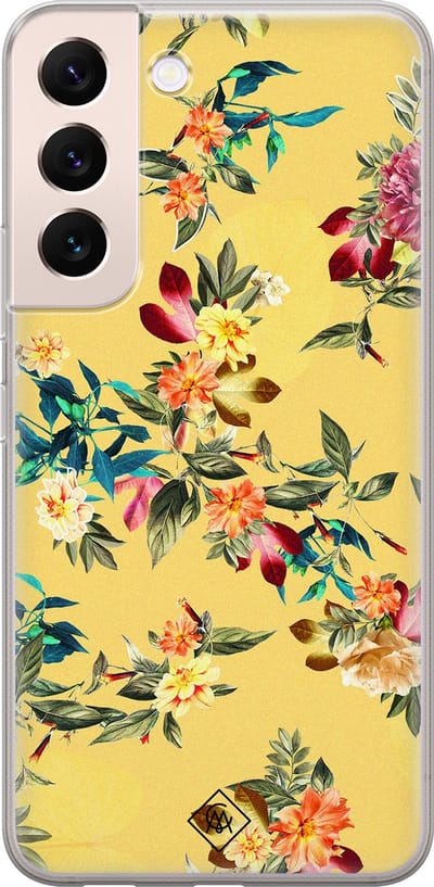 Casimoda® hoesje - Geschikt voor Samsung S22 Plus - Floral Days - Backcover - Siliconen/TPU - Geel