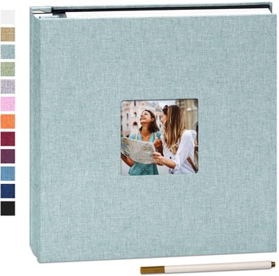 Dailygoods- Fotoalbum Zelfklevend 200 Foto's - Linnen Omslag - 40 Pagina's - Waterdicht - Zuurvrij - Aanpasbaar Omslagvenster - Herinneringsalbum