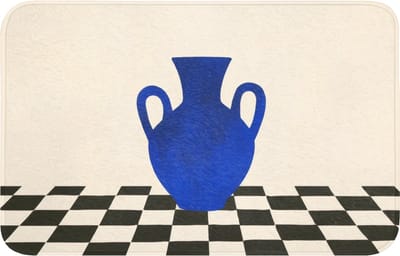 WC mat 80x50 cm - Antislip - Vaas - Blauw - Geblokt - Modern - Toiletmat - Vloermat - Douchemat - Toilet tapijt - Toiletmatten