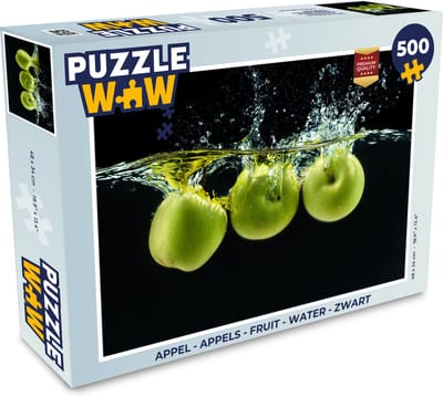 Puzzel Appels - Fruit - Water - Zwart - Groen - Legpuzzel - Puzzel 500 stukjes