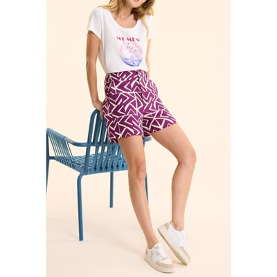 ICode Jacquard Graphic Pattern Shorts In Violet Violine Maat: 34 | Korte Broeken Outlet | Dames | Paars