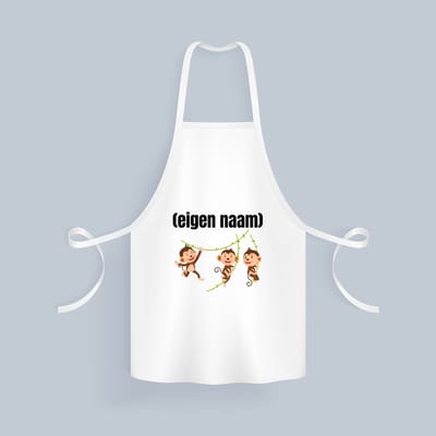 Akyol - slingerende aapjes met eigen naam Keukenschort - Aap - apen liefhebbers - iemand die houdt van apen - verjaardag - cadeau - kado - geschenk - 82 bij 71 cm