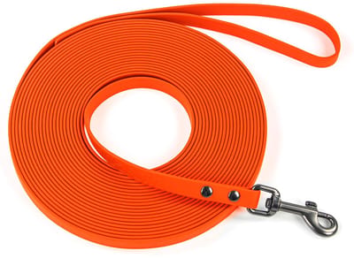 Trainingslijn voor honden - Waterdichte lange lijn met 360° draaibare musketon - Anti-trek en klitvrij 30m Oranje