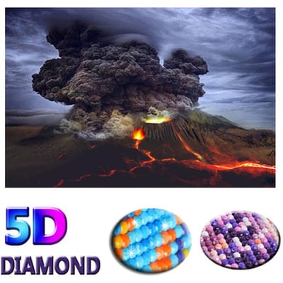 Diamant peinture volcan éruption paysage paysage point de croix diamant broderie 20X30CM gray