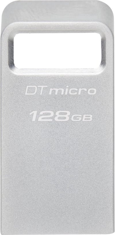 Kingston 128GB Mini USB 3.2 geheugenstick, metalen pen drive, 64GB 256GB DTMC3G2 USB-flashdrive, leessnelheid 200Mb/s, auto-USB-schijf, zilverkleurig, ultracompact ·128GB